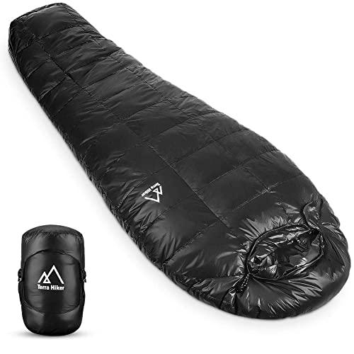 Terra Hiker Down Sleeping Bag, Outdoor Mummy Bag for Backpacking and Mountaineering, Lightweight 4-Season Sleeping Bag for Men, Women, Max User Height 6'3"(190 cm), Weighs Only 2.65 lbs