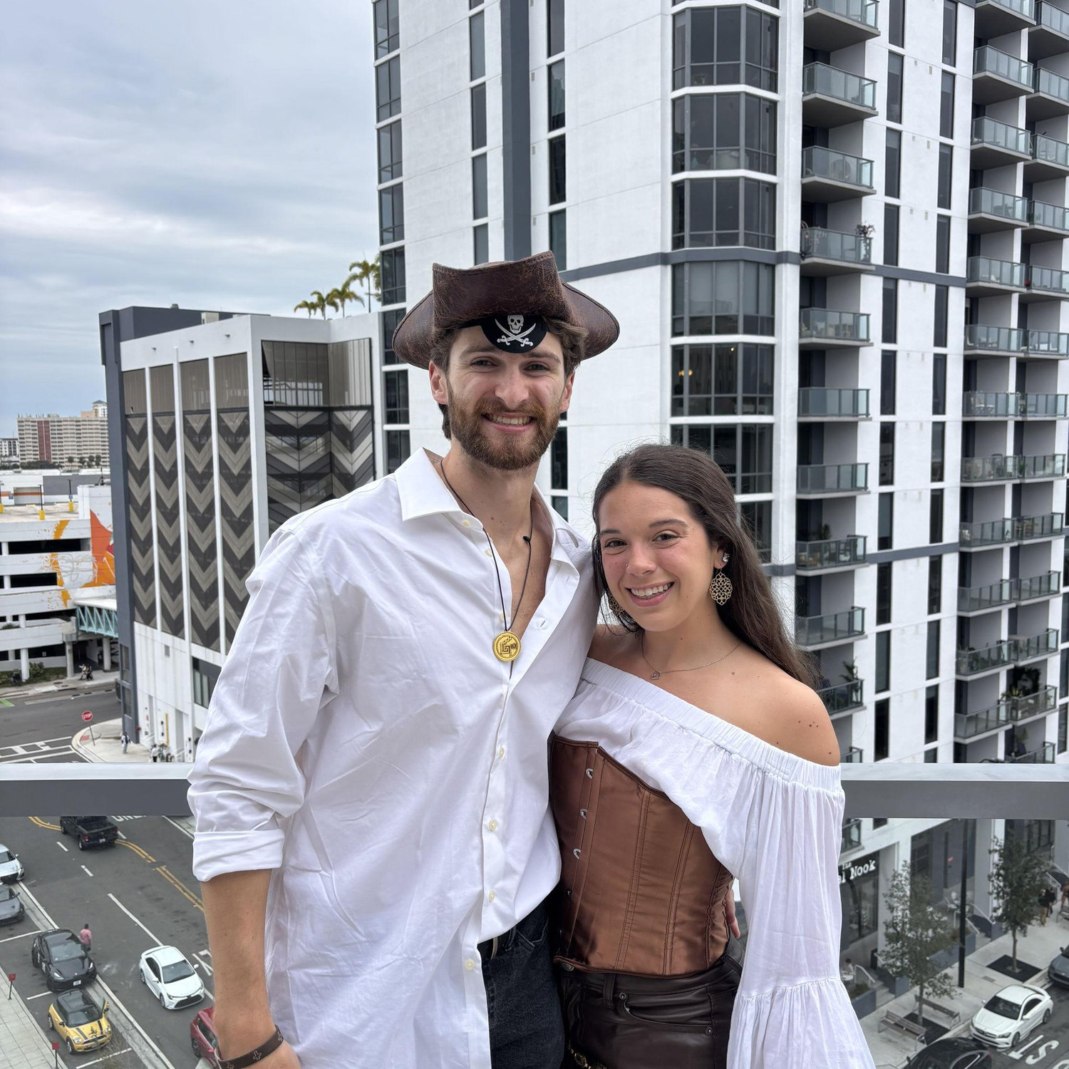 Celebrating our engagement Tampa-style - at Gasparilla!