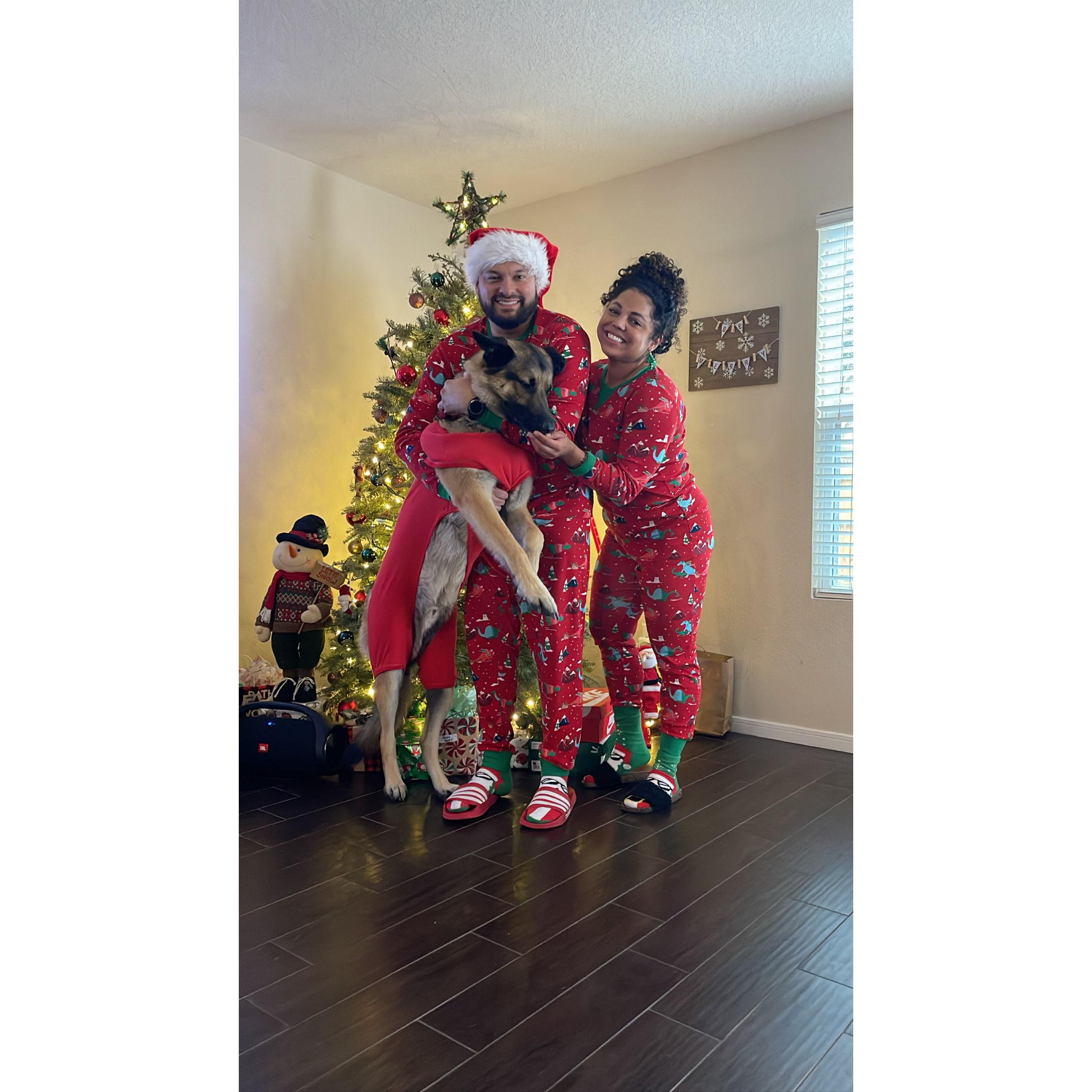 Christmas 2022! With our baby, Kaiser.
