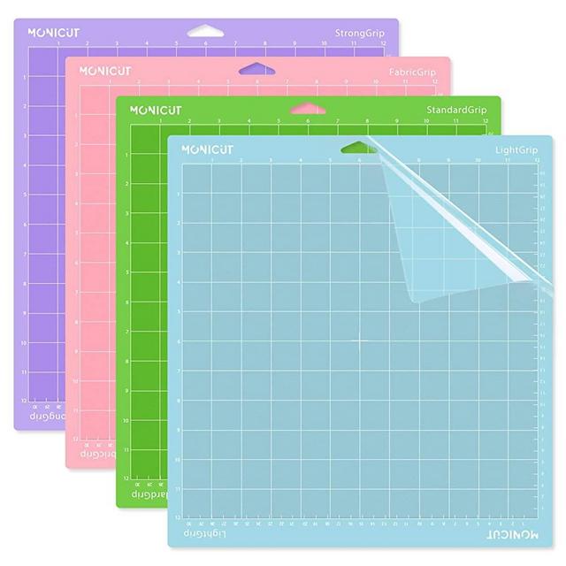 Monicut 12x12 Cutting Mat for Cricut Maker 3/Maker/Explore 3/Air 2/Air/One(Lightgrip/Standardgrip/Stronggrip/Fabricgrip), 4 Pcs Non-Slip Flexible Cutting Mats for Crafts, Quilting, Sewing and all Arts