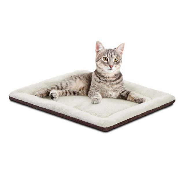 K&H PET PRODUCTS Self-Warming Cat Bed Pad, Self-Heating Thermal Cat and Dog, Cat Warmer Mat for Feral and Indoor Cats, Oatmeal/Chocolate 21 X 17 Inches