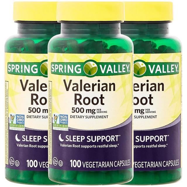 Spring Valley Valerian Root 500mg Vegan Capsules (Valeriana officinalis) - Dietary Supplement for Sleep Support*, 100 Count (Pack of 3)