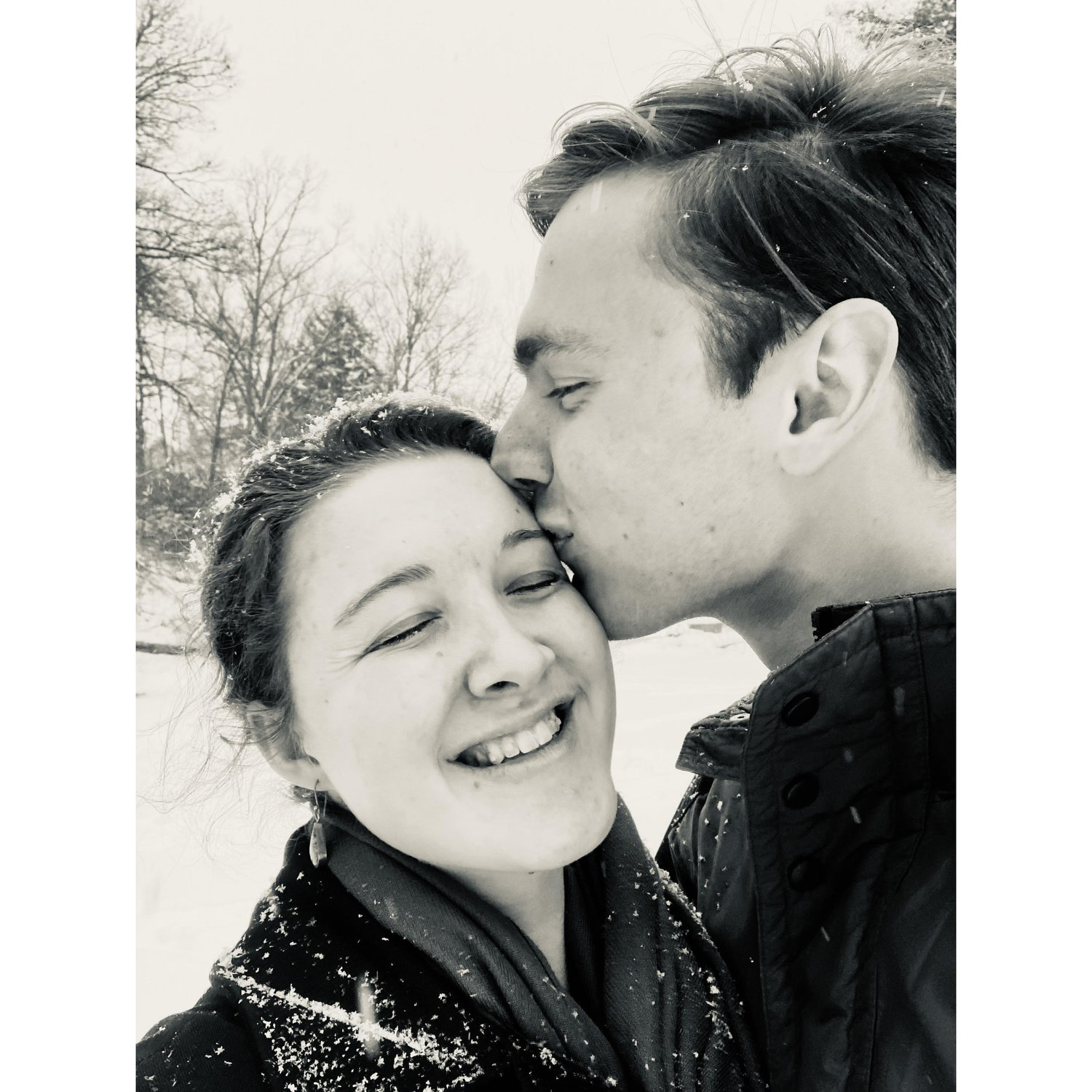 Still the bride's favorite picture. We were standing on the frozen creek (ahem, crick) at Grove City during a beautiful snow.