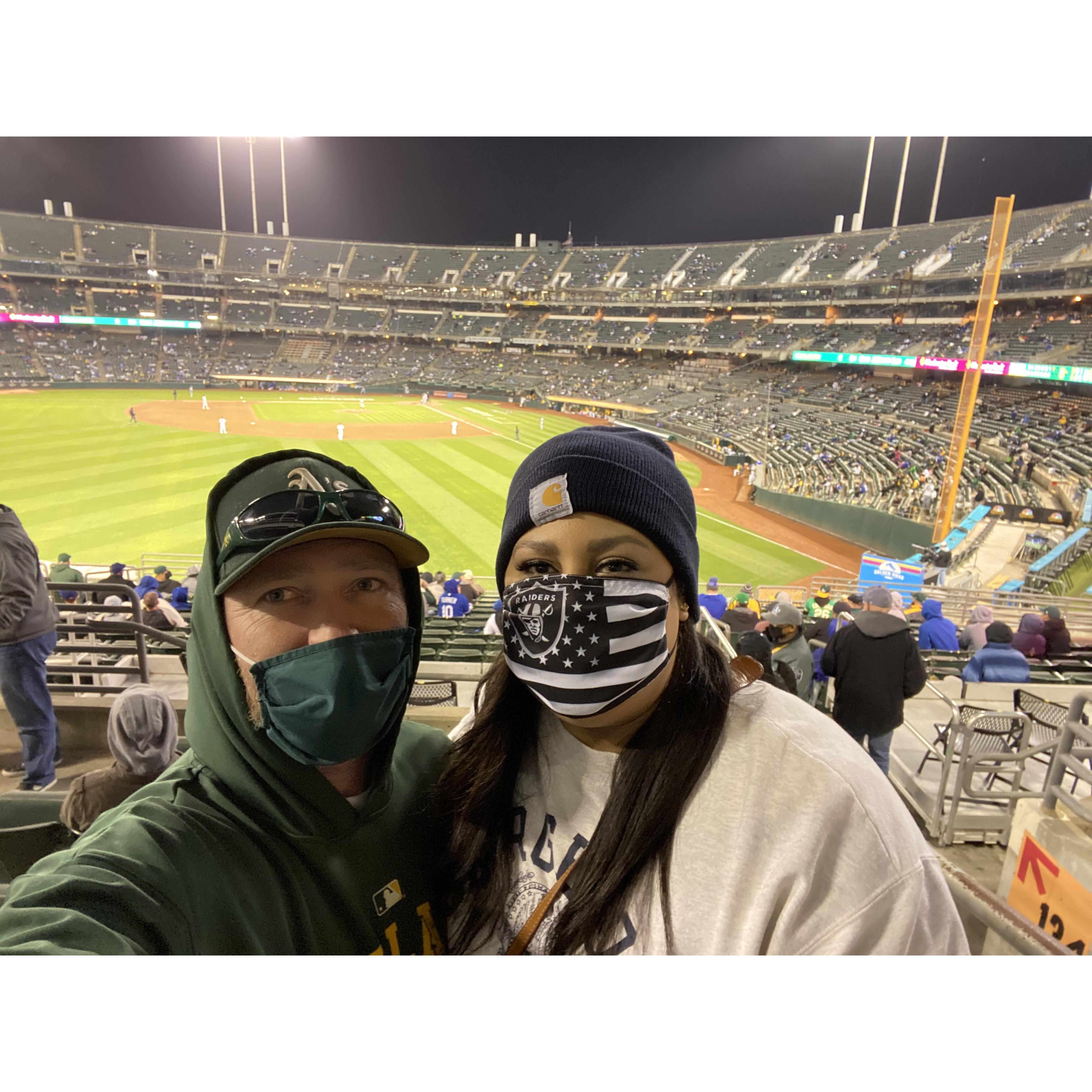 Jess's first Oakland A's game. They lost to the defending World Series champs, the Dodgers. Did enjoy some delicious nachos so not all was lost!