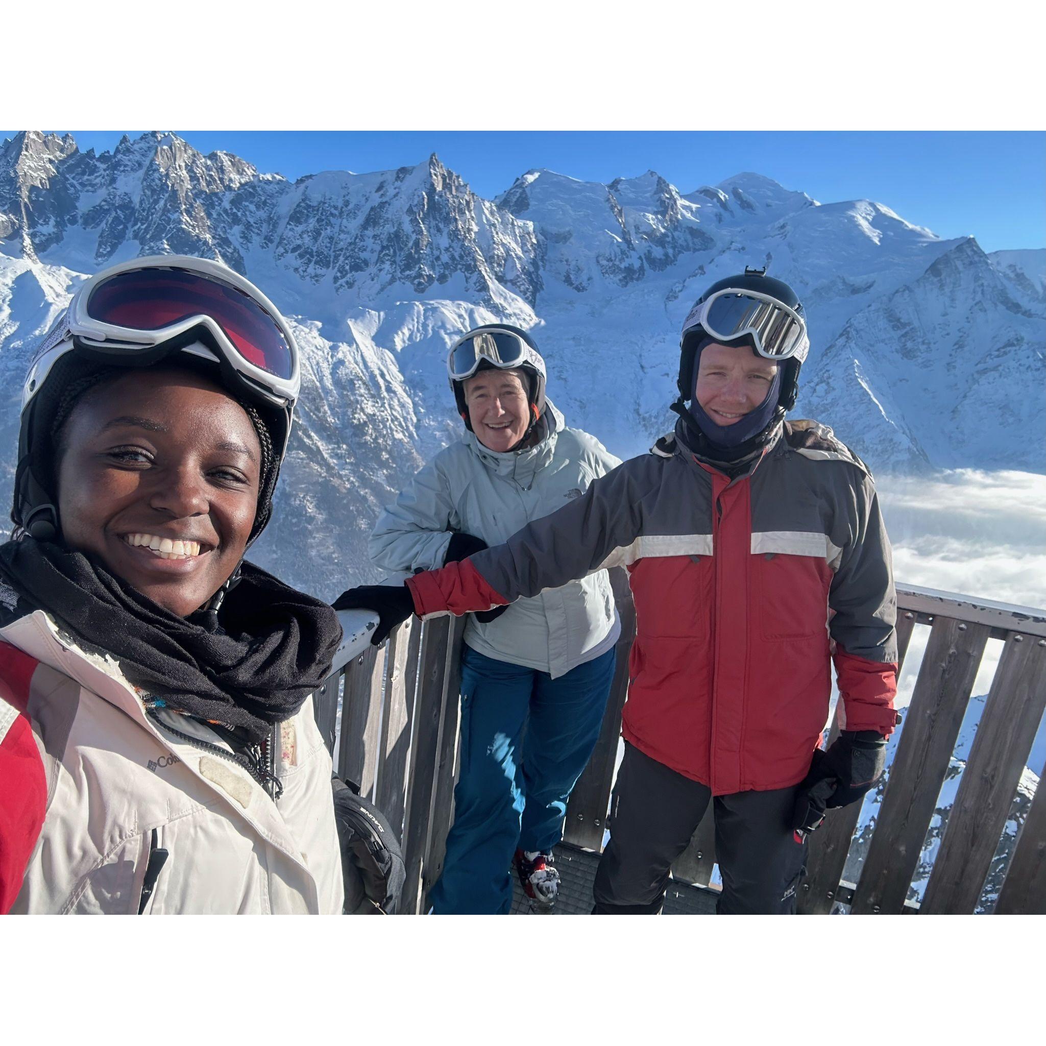 Skiing with mum in Chamonix