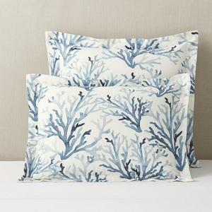 Printed Coral Sham, Standard, Navy