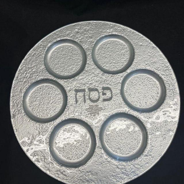 (Color Silver) Gold or Silver Glass Seder Plate