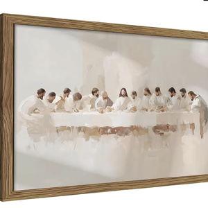 Framed Last Supper Wall Art, Religious Christian Posters Print, Christian Wall Decor, Christianity Gift for her, Christ Canvas Picture Last Supper Artful for Dining Room Church – 12x16 inch