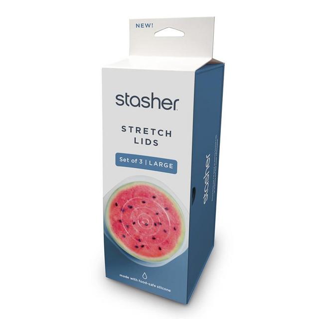 Stasher Premium Reusable Silicon Stretch Lids 3-Pack Box – Large | Clear, 9” Lids | Airtight Seal | Food Container Covers | BPA Free, Leak-free, Dishwasher Safe, Microwave Safe, Eco-Friendly