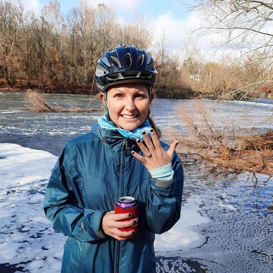 Right after Andrew proposed to Tayler at Lock 60 on a bike ride. Tayler was pretty excited, she forgot to take her helmet off.