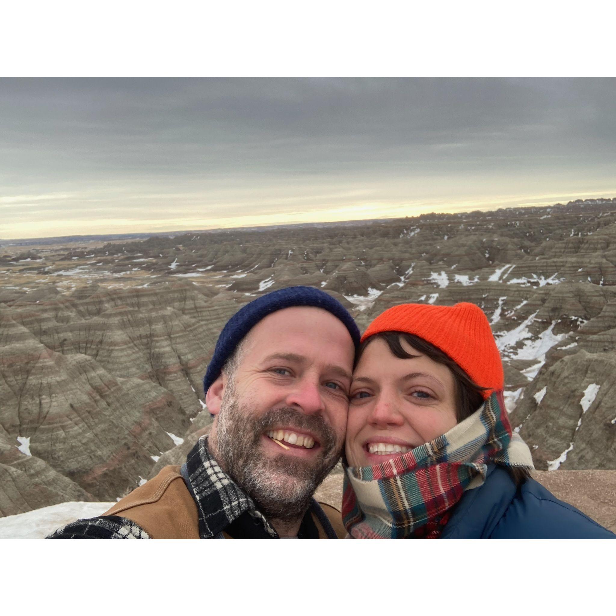 En route from California to Michigan. Badlands National Park, South Dakota. 2023