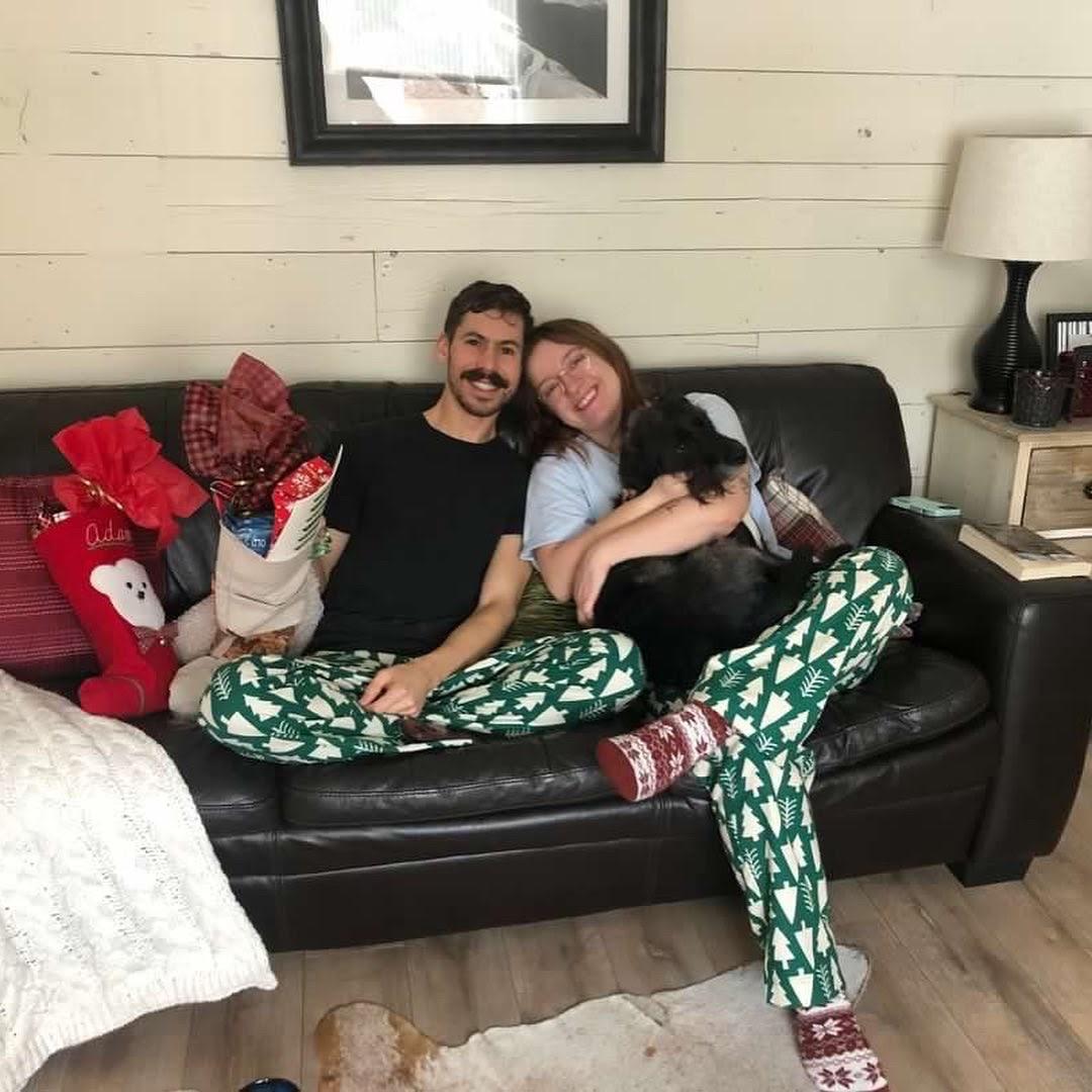 Christmas Morning in our PJs (Thanks Mom).
