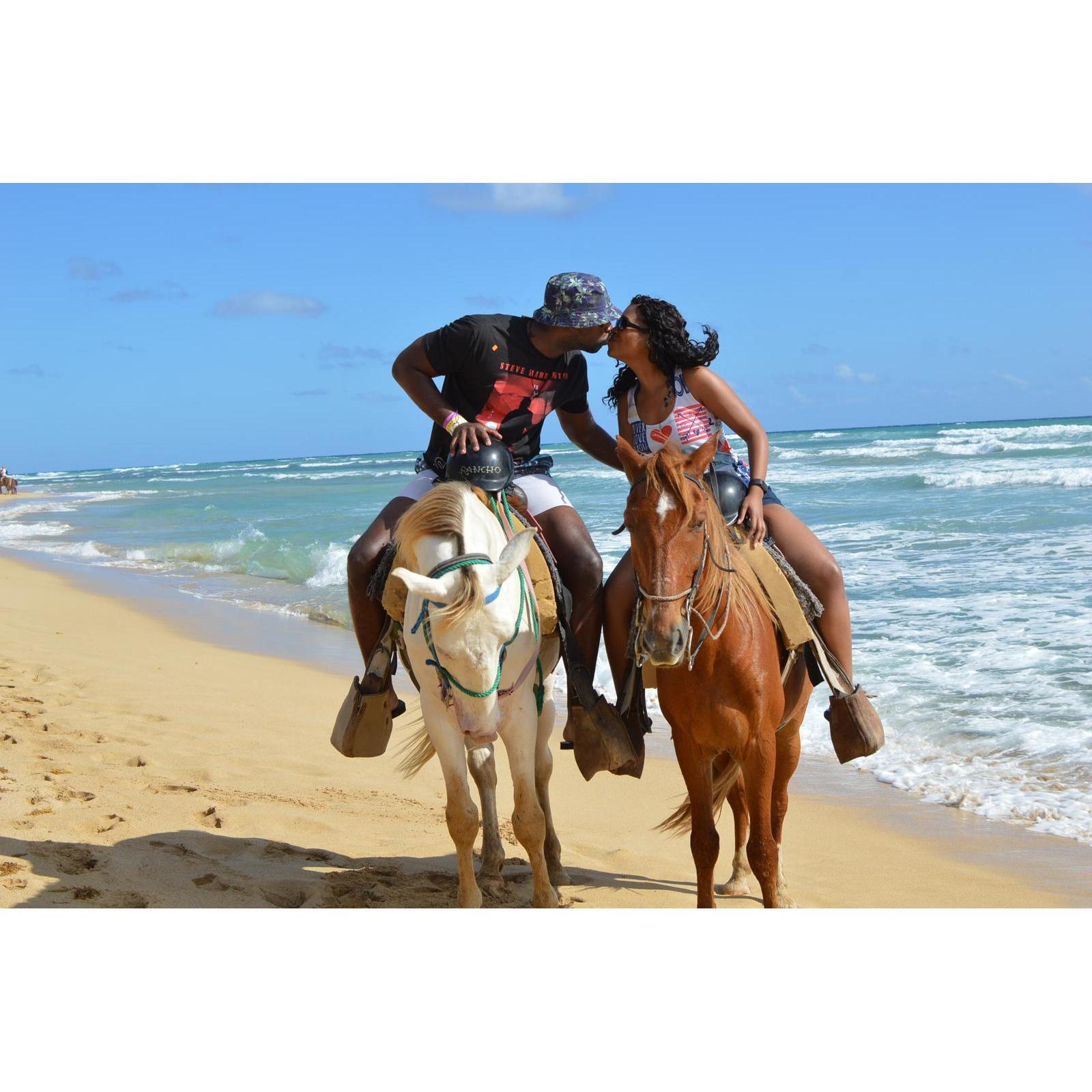 Have you ever been horseback riding at the beach? Have you ever kissed while on a horse?