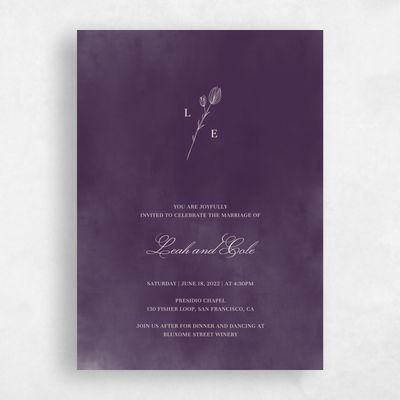 Eggplant, Purple Wedding Invitation - Dubuque Stamp