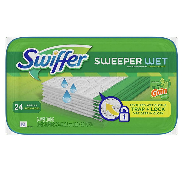 Swiffer Sweeper Wet Mopping Cloths, Multi-Surface Floor Cleaner with Gain Original Scent, 24 Count