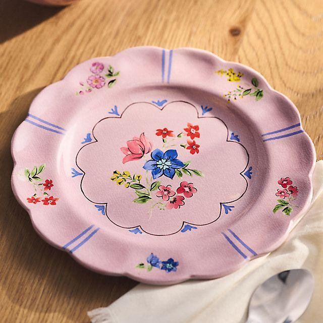 Annette Floral Melamine Dessert Plates, Set of 4