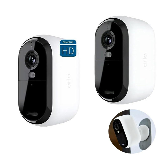 Arlo 2 Pack Essential Spotlight Camera, Wireless Security Camera, Outdoor Camera HD (2nd Gen),1080p Video, Color Night Vision, Direct to WiFi No Hub Needed, Surveillance cam, White