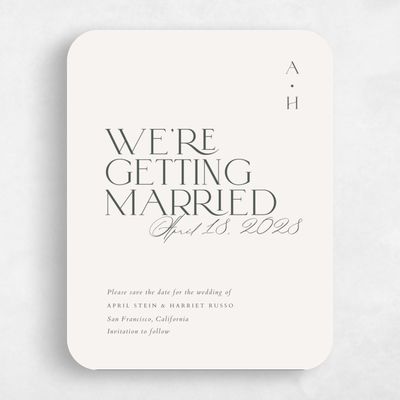 Beige Rounded Wedding Save the Date - Grayson Portrait