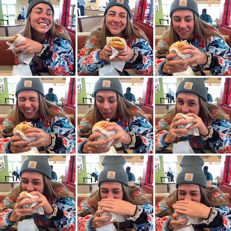 Kate's first bacon double del.