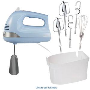 Hamilton Beach 6-Speed Electric Hand Mixer with Whisk, Dough Hooks and Easy Clean Beaters, Powerful 275 Watt Motor, Snap-On Storage Case, Blue