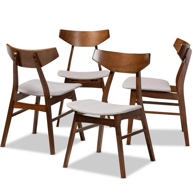 Danica Light Grey and Walnut Brown Fabric Dining Chair (Set of 4)
