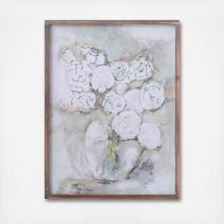 Flowers in Vase Canvas with Wood Frame Wall Art