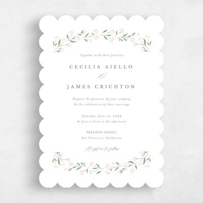 White Scalloped Wedding Invitation - Samlet Classic