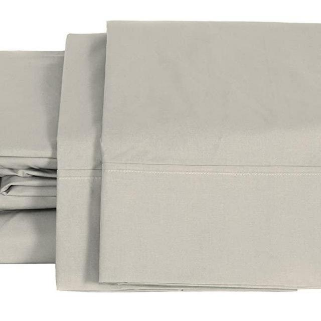 100% Cotton Percale Sheets King Size, Silver, Deep Pocket, 4 Piece - 1 Flat, 1 Deep Pocket Fitted Sheet and 2 Pillowcases, Crisp Cool and Strong Bed Linen