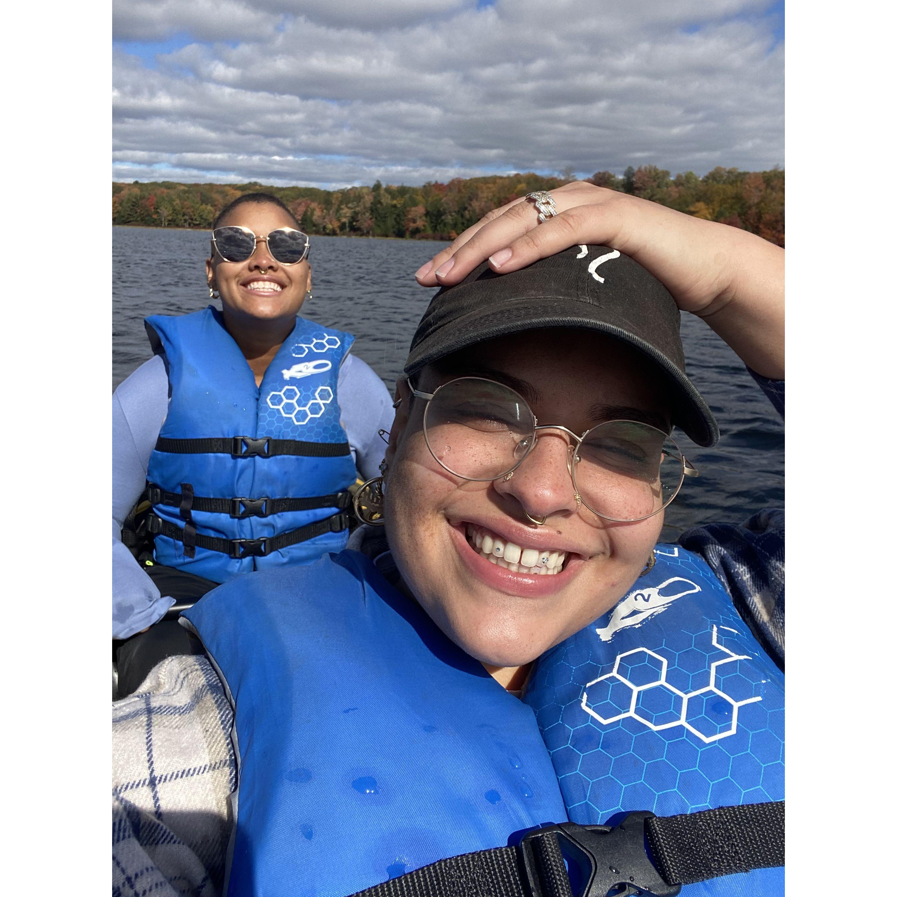 Kayaking along the Promised Land State Park river. October 2022