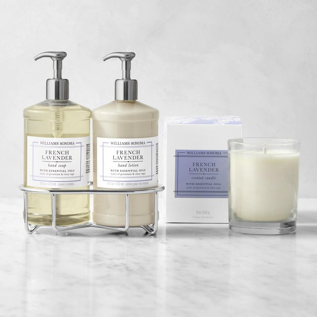 WS French Lavendar Hand Soap, Hand Lotion, & Candle 4-Piece Kitchen Set, Deluxe, Stainless