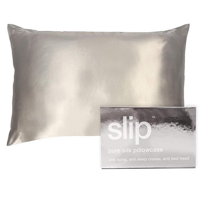Slip Silk King Pillowcase, Silver (20" x 36") - 100% Pure 22 Momme Mulberry Silk Pillowcase - Breathable and Hypoallergenic Pillowcases for Hair and Skin Health - Invisible Zipper Closure