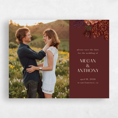 Red Fall Wedding Save the Date - Harlow Photo