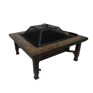 Global Outdoors 34-in W Brushed Bronze Steel Wood-Burning Fire Pit