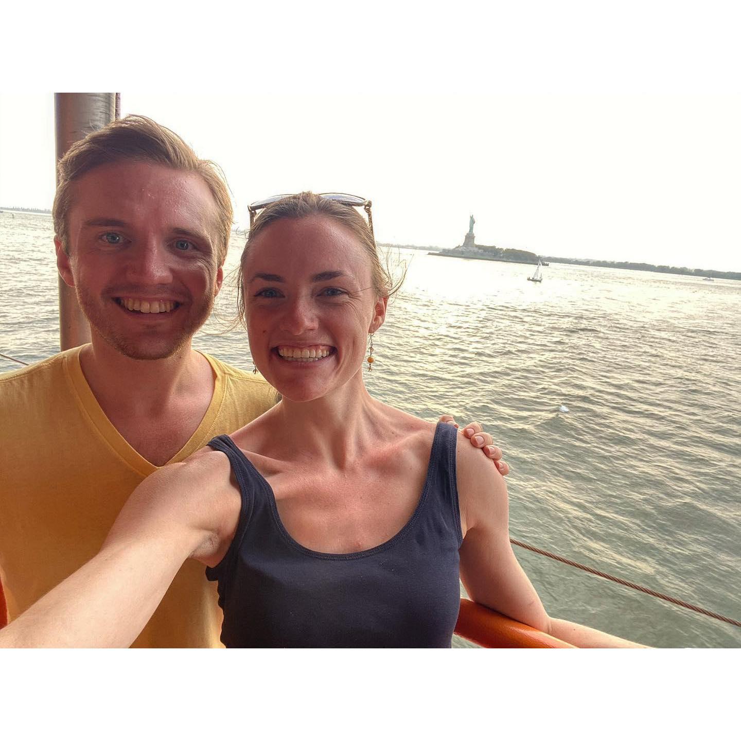 Crusin' by the Statue of Liberty on Joe's first trip to NYC. We walked 20,000 steps that day.