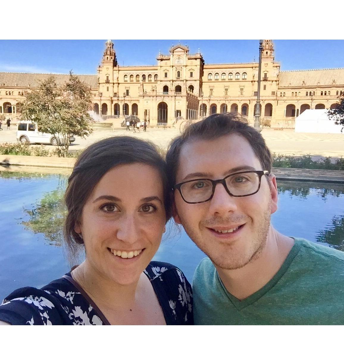 More Spain! You can see how much more interesting we are than whatever old historic landmark it is behind us, and we framed the photo accordingly.