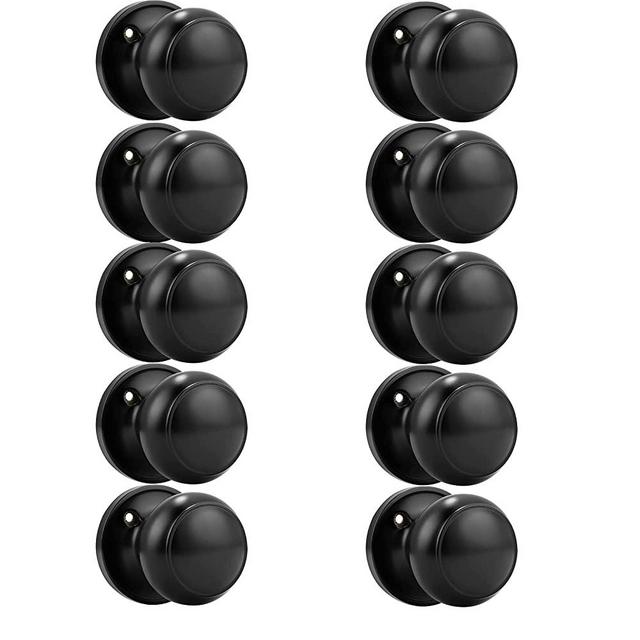 Probrico (10 Pack) Classic Closet Door Knobs Dummy Door Knob, Individual Non-Turning Dummy Door Knob Single Side, Black Interior Door Knobs, Easy Installation