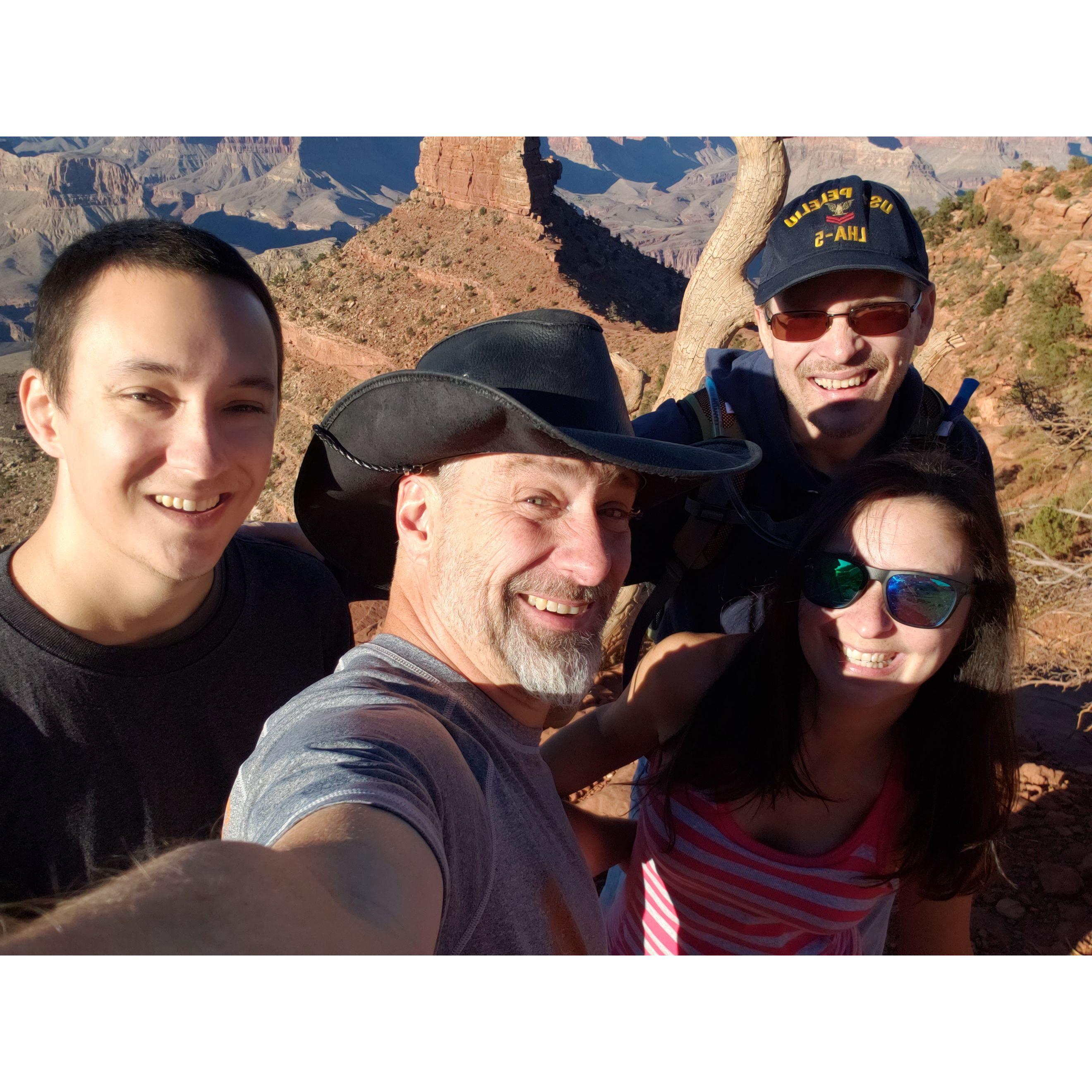 Hiking into the Grand Canyon with Lisa's son, Richie, and  brother, Dave