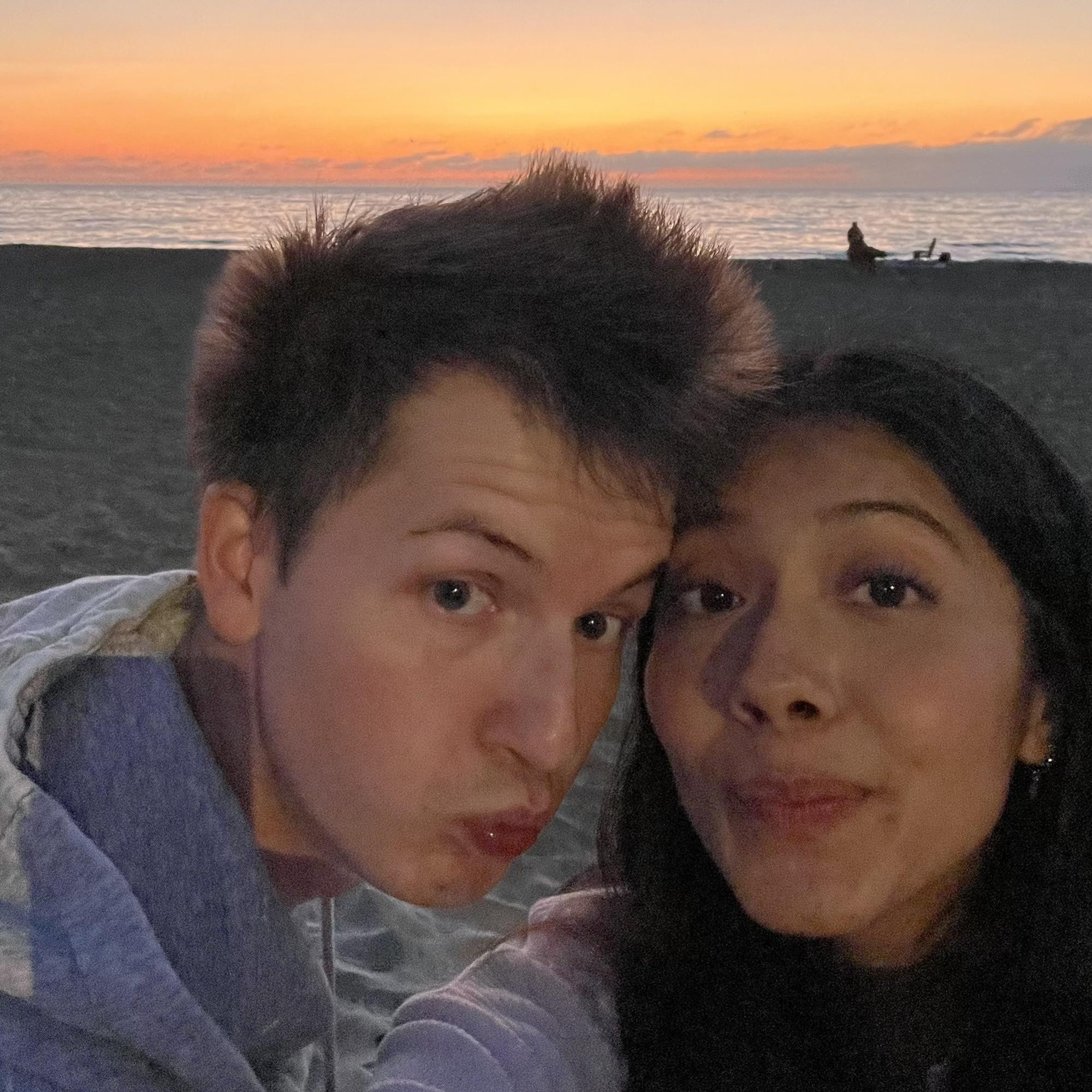 at our favorite beach. 
fun fact: we got engaged here!! 
Carlsbad State Beach near tower 32.