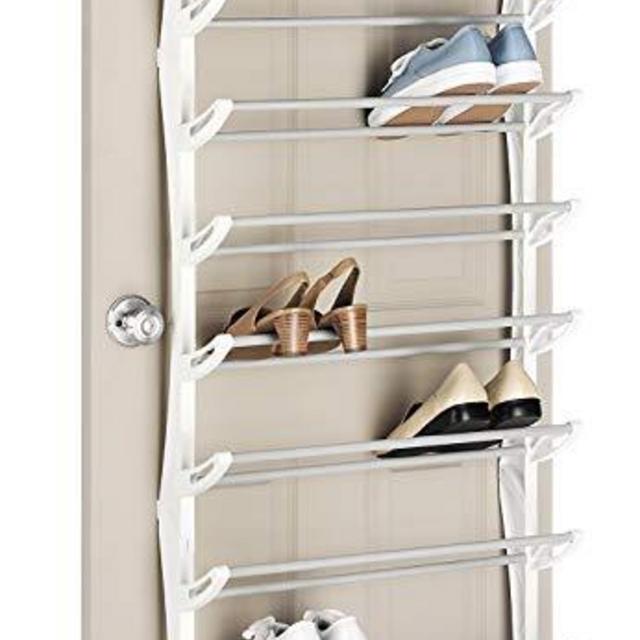 Whitmor Over The Door Rack-36 Fold Up Non Slip Bars Shoe Rack 36-PAIR White