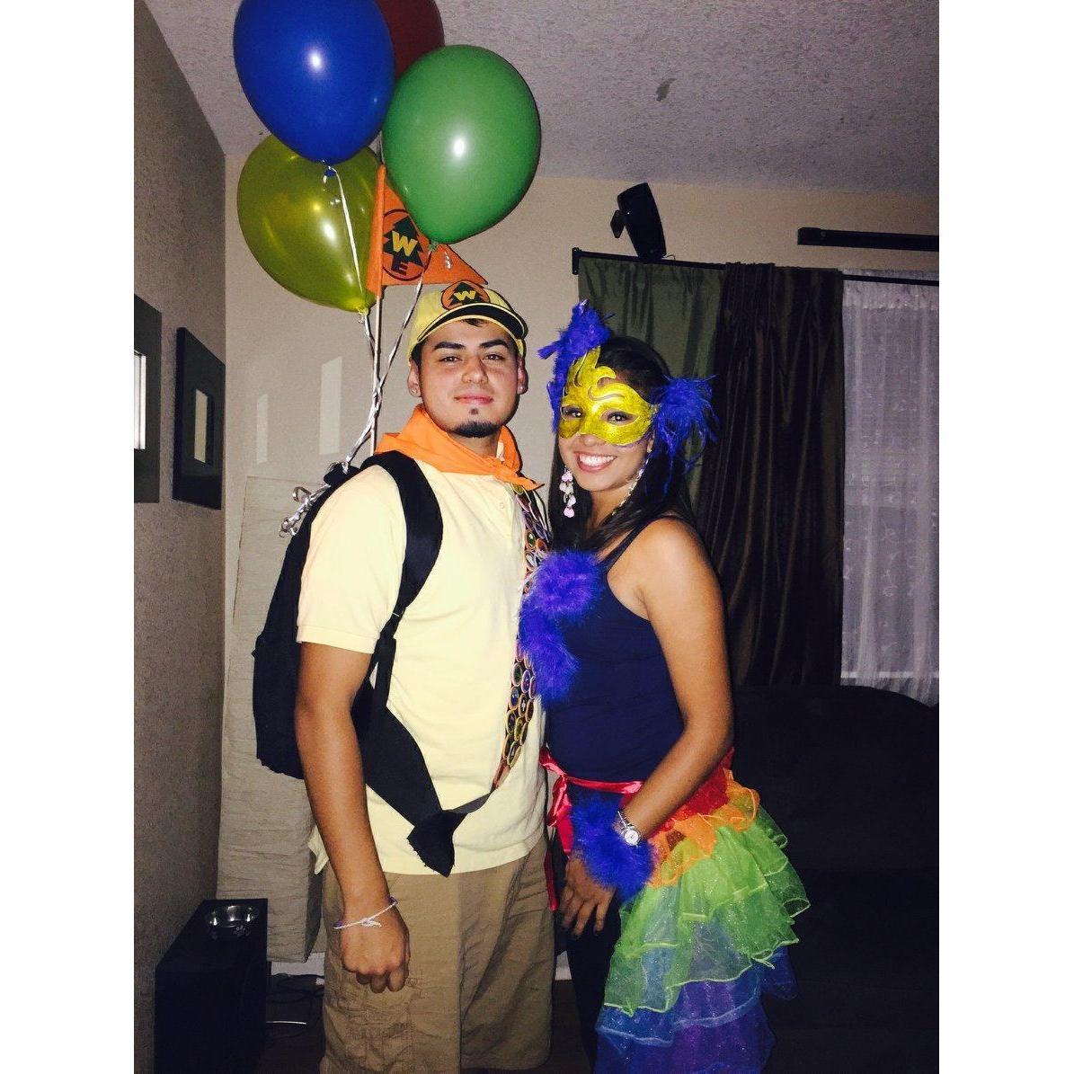 Our first Halloween we actually dressed up--- from the Disney Movie UP Russell and Kevin (we had a few parties that weekend, all were UP theme, because Nancy's Favorite Pixar movie is UP) 2014