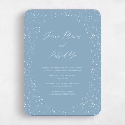 Blue Rounded Wedding Invitation - Glacier Frame