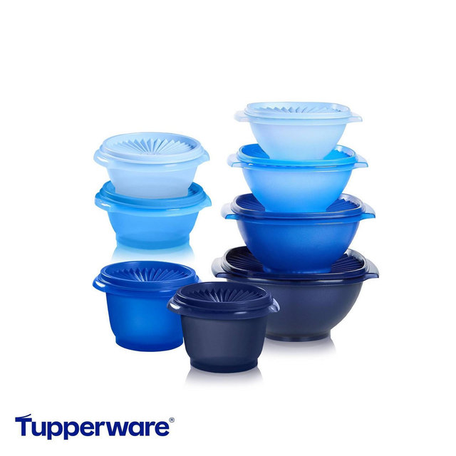 Tupperware 16pc Heritage Food Storage Container Set Blue