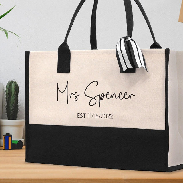 Mrs. Last Name Est Year Tote Bag...