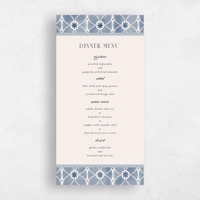 Blue Elegant Wedding Menu - Anafi