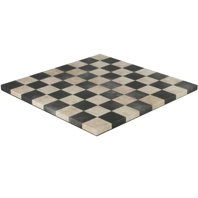 Chess Board - 14.5" Faux Leather Chess Board Black & Cream 14"