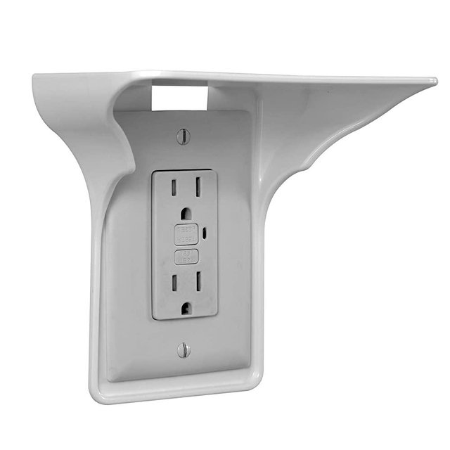 Power Perch Single Wall Outlet Shelf. Home Wall Shelf Organizer for Outlets. Perfect for Bathroom, Kitchen, Bedrooms with Cord Management and Easy Installation. White 4-Pack