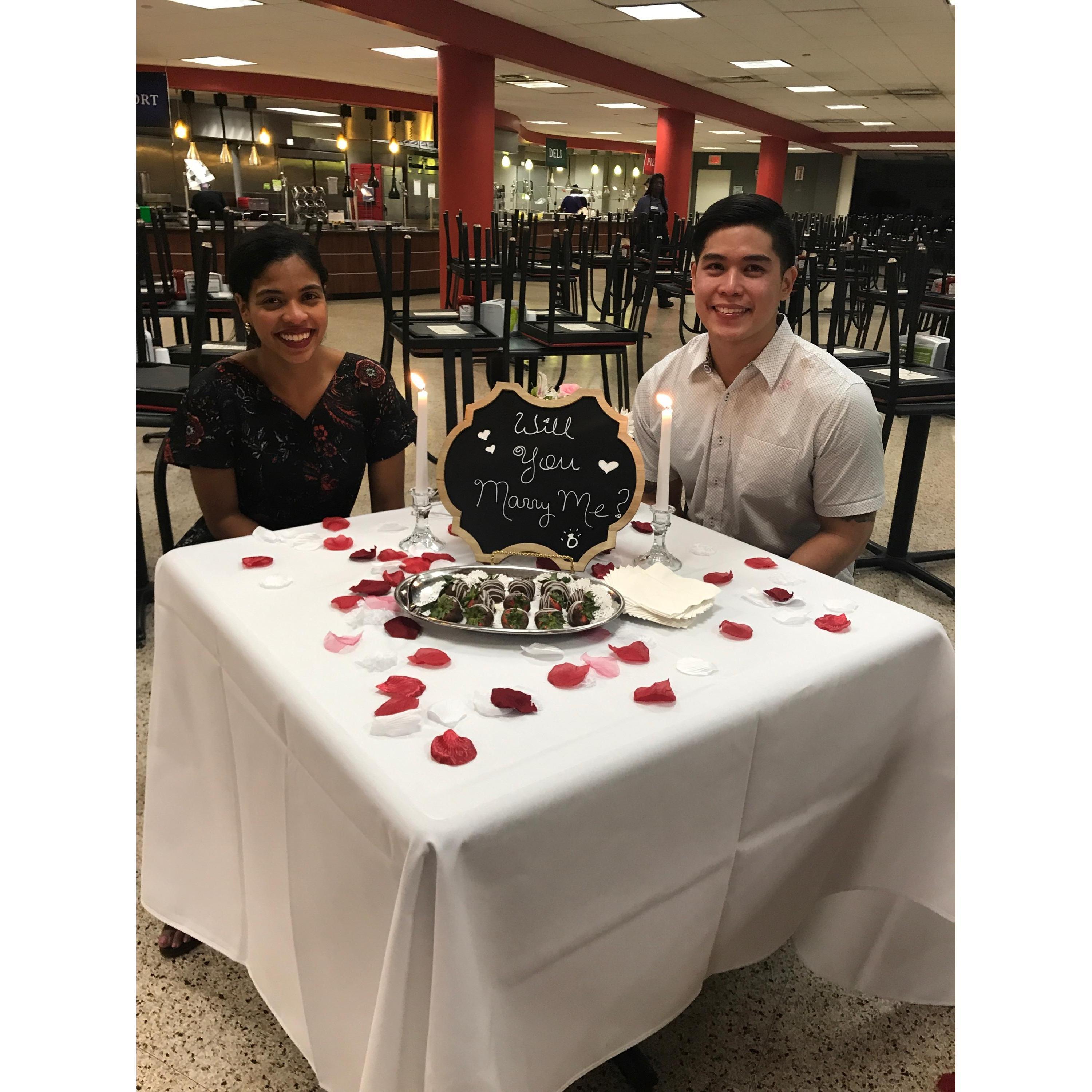 he proposed where we met... SFASU's cafeteria