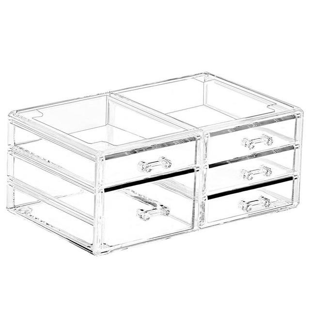 Clear Stackable Acrylic Storage Containers With 4 Drawers Under Sink Storage Bins Case Box For Jewelry Hair Accessories Nail Polish Lipstick Make up Marker Pen Medicine Craft Organizing