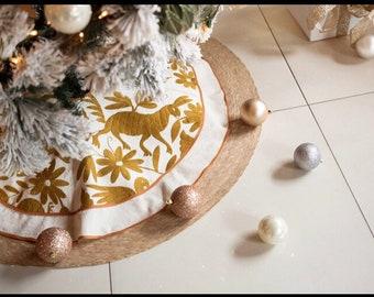 Otomi Christmas Tree Skirt | gold Otomi Xmas Tree Skirt | Xmas Tree | Gold Tree Skirt | Tree Skirt | Otomi Skirt 35" diameter