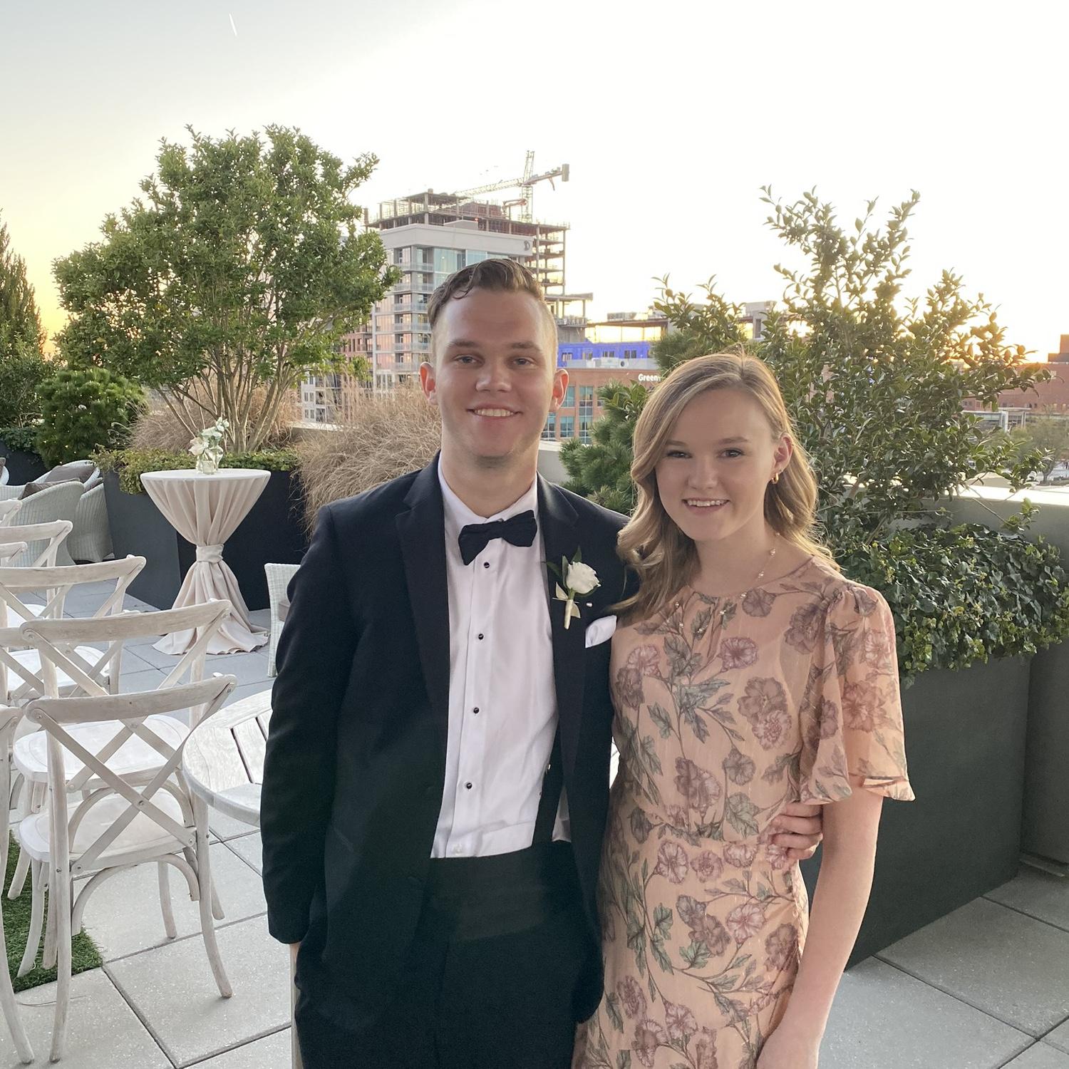 Celebrating Justin's groomsman and college roommate, Matt, and his wife, Morgan.